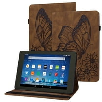 XYX Case for Kindle Fire HD 8 (12th Generation, 2022 Release), Retro Butterfly Slim Folio Stand Cover (Brown)