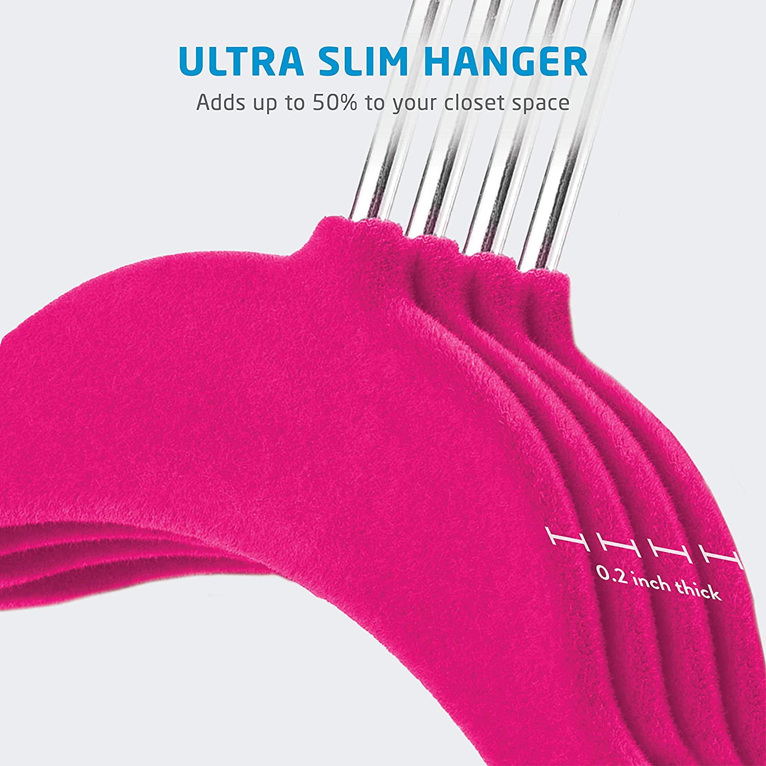 Zober Kids Velvet Hangers Space Saving Swivel Hook Ultra Non Slip (25- or 50-Pack) Pink 50 Pack
