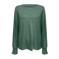 thumbnail image 5 of miqiqism Simple Soft Sweatshirts for Women Comfy Crew Neck Long Sleeve Sweatshirt Juniors Casual Basic Pullover Sweater Tops Fashion Solid Loose Tunic Pullover Top,Army Green,Small, 5 of 6