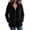 Black, variant on Womens Full Zip Sherpa Fleece Jacket Hooded Casual Raglan Sleeve Coat Soft Cozy Pockets Warm Winter Jackets Daily Wear Lounge Weekend Travel L