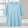 thumbnail image 3 of Auralook Womens Solid Oversized T Shirts Crewneck Short Sleeve Tops Casual Loose Fit Drop Shoulder Fashion Top Tees, 3 of 5