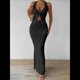 thumbnail image 4 of Conjunto de Dos Piezas para Mujer: Top con Cuello Halter y Falda con Frontal, Conjunto de Verano. Negro XL, 4 of 10