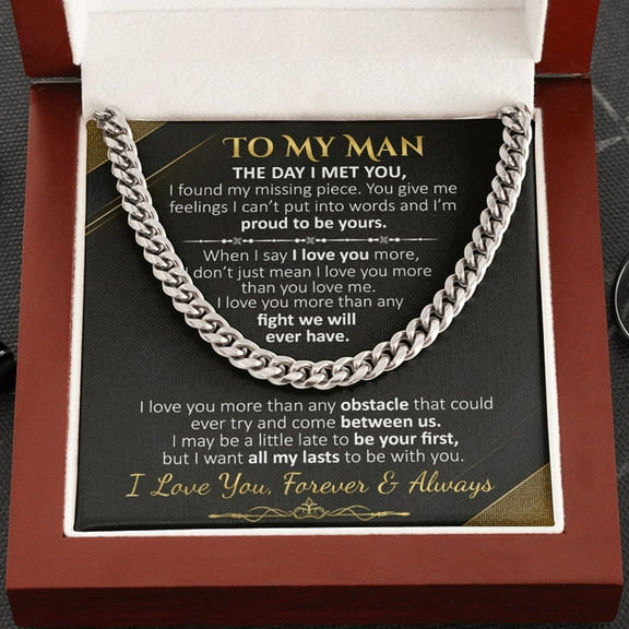 To My Man Necklace - The Day I Met You, Necklace for Men, Cuban Link Chain Necklace