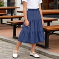 thumbnail image 3 of OGLCCG Girl's Denim Midi Skirt Ruffle Hem Elastic Waisted A Line Faux Jean Skirts Summer Boho Flare Hem Long Skirt 4-15 Years, 3 of 7