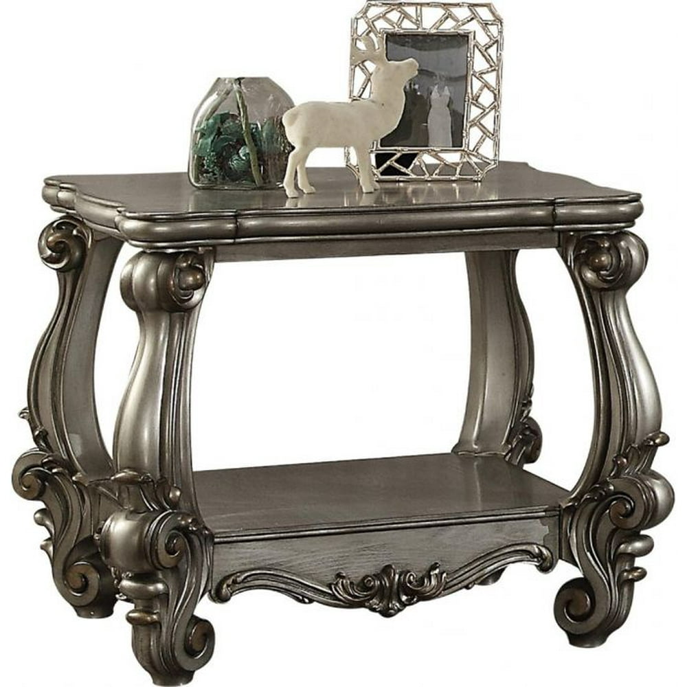 Acme Versailles End Table in Antique Platinum Finish 86822 Walmart