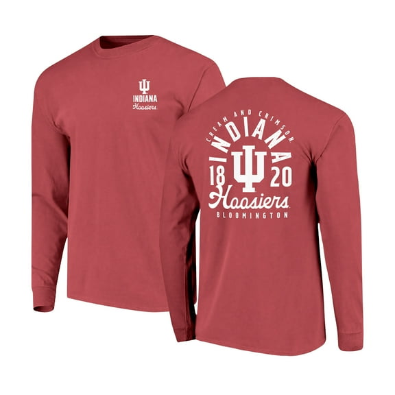 Men's Crimson Indiana Hoosiers Comfort Colors Mascot Overlay Long Sleeve T-Shirt