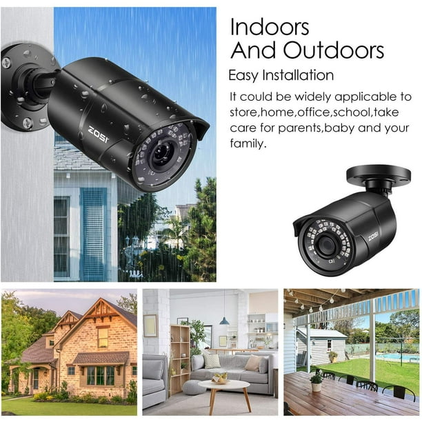 ZOSI 4 Pack 2MP 1080p HD-TVI Home Security Camera Outdoor Indoor  1920TVL,36PCS LEDs,120ft Night Vision, 105°View Angle, Weatherproof  Surveillance CCTV