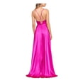 thumbnail image 2 of BLONDIE NITES Womens Pink Slitted Zippered Corset Back Spaghetti Strap V Neck Full-Length Formal Gown Dress Juniors 1, 2 of 4