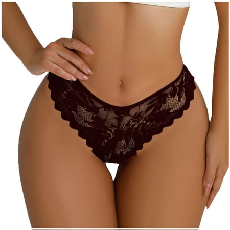 Summer Saving Clearance! THDHVS Ladies Underwear Panties Plus Size Underwear for Women Women s Sexy Solid Color Lace Cotton Crotch interest Low Waist Thong Underwear