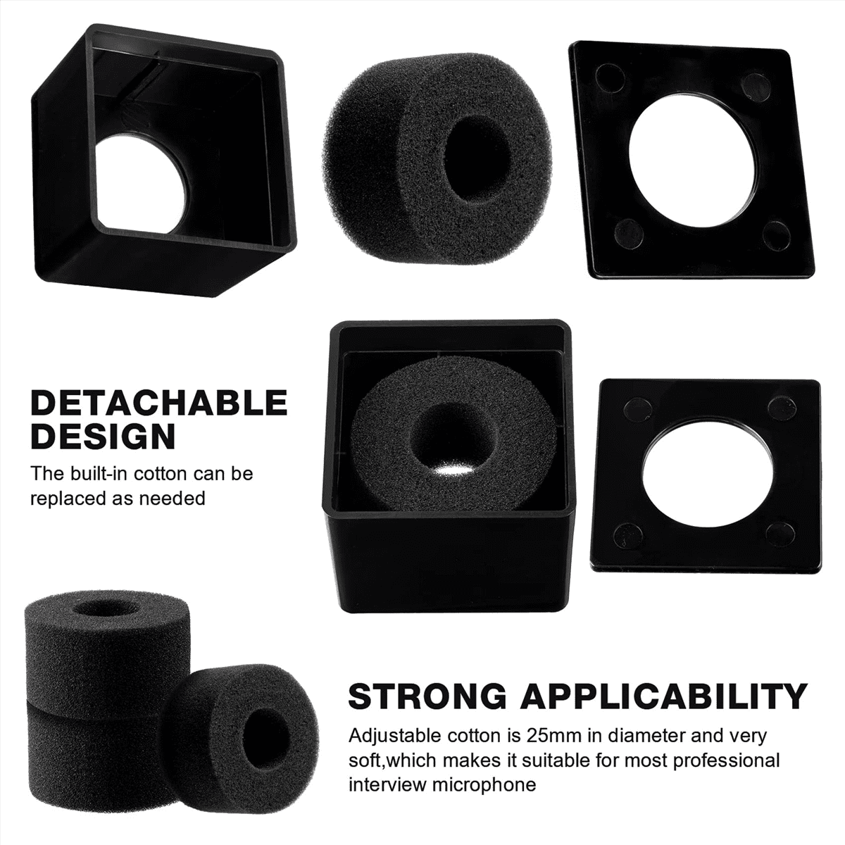 10Pcs Microphone MarkFlag Mic Station-Cube Square Interview Box Stand Flags Shaped Holder Reporter Injection,Black,10 * Microphone Marker,Black