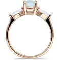 thumbnail image 5 of Three Stone Ring Kite Shape White Opal Rose Tone 925 Sterling Silver, Size 5, 5 of 7