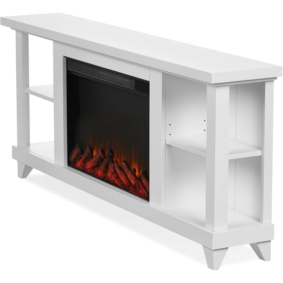 Real Flame Penrose 58" Slim Electric Fireplace TV Stand in White