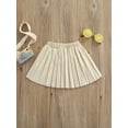thumbnail image 2 of Qiylii Kids Girl PU Leather Pleated Skirts, Solid Color Knee Length Skirt, 2 of 8
