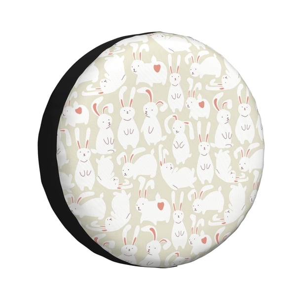 Balery White Rabbit Cubiertas para Neumáticos - Protector Resistente para Neumáticos de Camioneta, SUV, Remolque, Camper y RV-14 inch