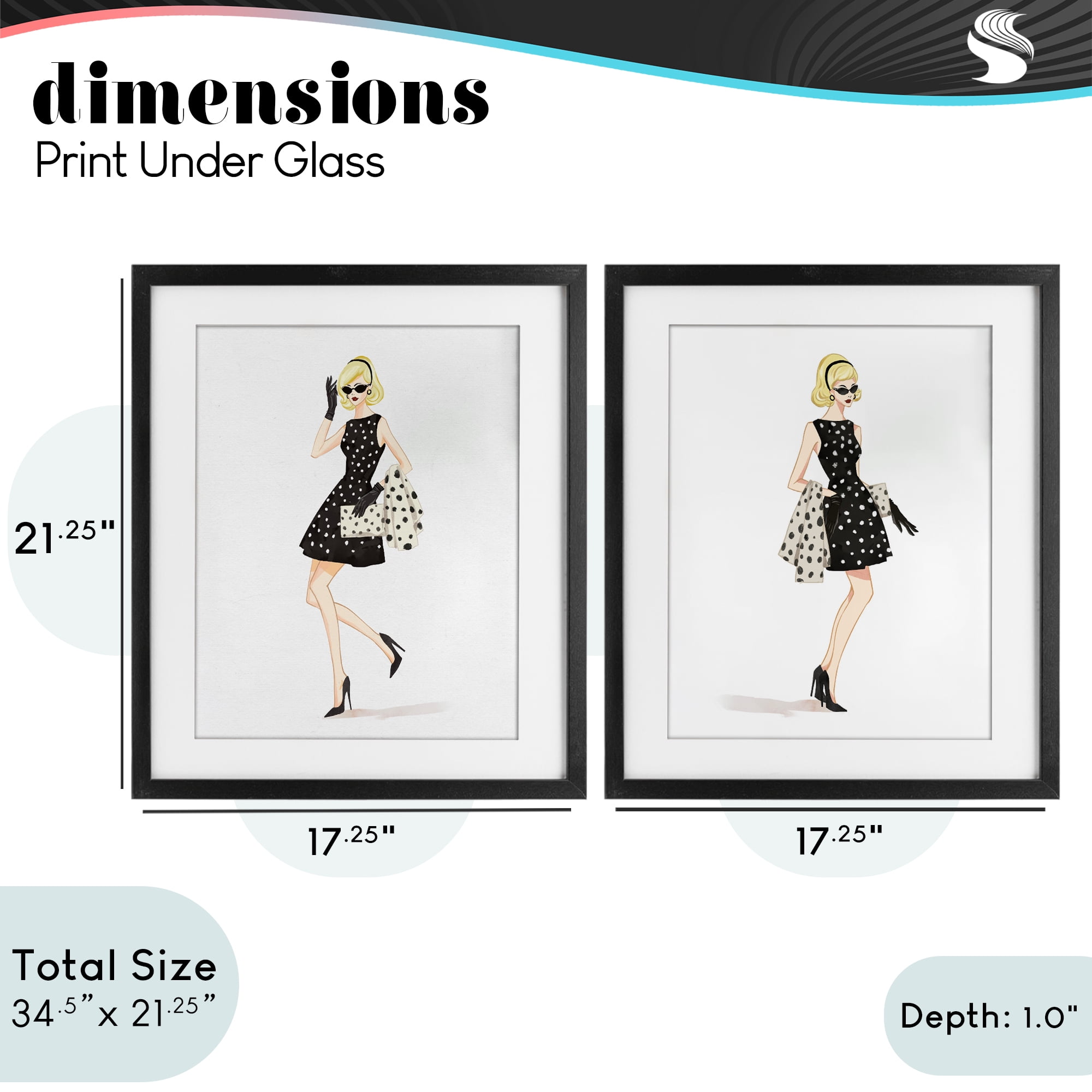 Stupell Industries Retro Glam Female 2 Piece Black Framed Print Under Glass Set, design by Ziwei Li