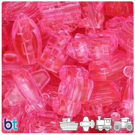 BeadTin Pink Transparent Mini Mobile Pony Beads (2oz)