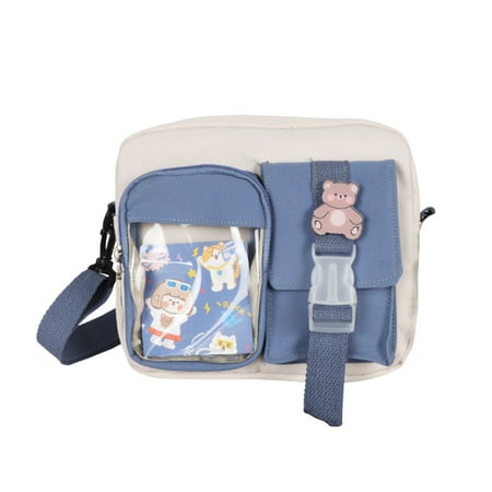 

Girls Shoulder Bag Oxford Square Bag with Cute Bear Pendant for Birthday Valentine s Day Gift No Pendant Blue Color Matching