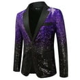 thumbnail image 5 of Mwjwdo Men Sequin Shiny Prom Suit Jacket Sparkly One Button Slim Fit Sport Coats Blazers Tuxedo for Wedding Banquet Party Purple XXL, 5 of 6
