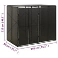 thumbnail image 2 of vidaXL Black Poly Rattan Double Wheelie Bin Shed 55.1"x31.5"x46.1" for Outdoor, 2 of 7