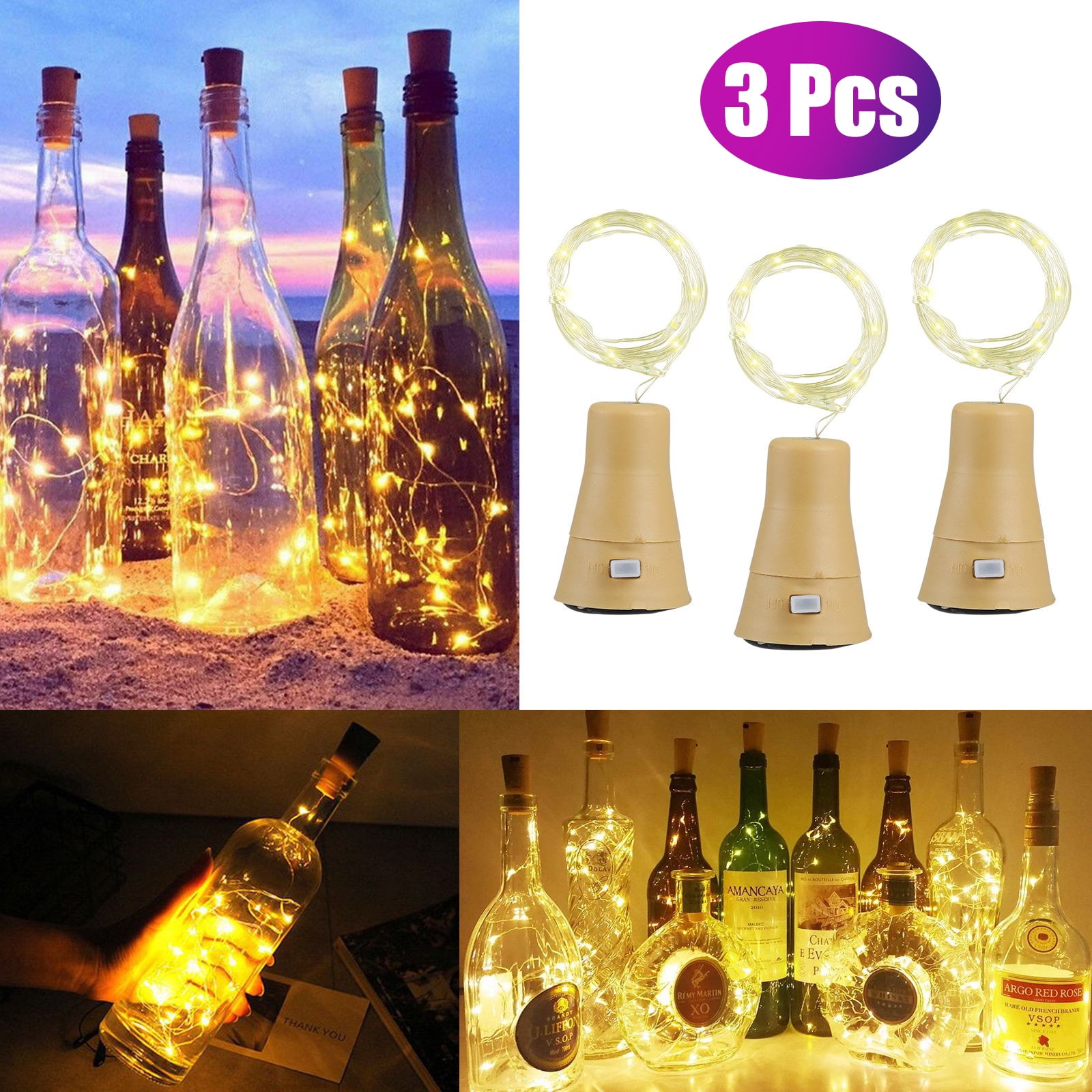 Fairy Battery Operated Cork lights 6 ft long copper wire String lights 20 LED Fairy Battery Operated Cork lights 6 ft long copper wire String lights 20 LED