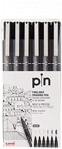 3 x UNI PIN  0.4mm DRAWING PEN FINELINER ULTRA FINE LINE MARKER IN BLACK Line 