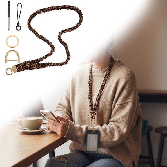 YardChic Lanyards for ID Badges and Keys, Leopard Print Long Neck Lanyard, Stretchy Lanyard for Women, Retractable Lanyard with ID Holder Cute Lanyards for Office, Classroom, Hospital & Cruise