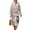 Cat Peach Blossom, variant on Flower Wave Print Women's Summer Dress Loose Swing Midi Tunic Linen-Like Long Sleeve V Neck Dress