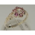 thumbnail image 2 of LBG 10k White Gold Natural Diamond & Pink Tourmaline Womens Vintage Daisy Ring - Sizes 4 to 12 Available, 2 of 6