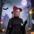 thumbnail image 6 of Women's Knitted Witch Hat, Wool Blend Pointed Spire Cap with Wide Brim, Fall Fashion Beanie for Everyday Wear, Halloween Cosplay & Masquerade (Red), 6 of 7