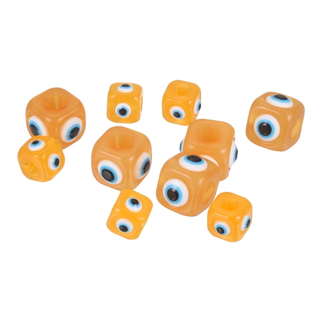 Uxcell 12mm/16mm Bolas de Ojo Malvado, 10 Pcs Charm de Ojo Malvado Turco de Resina con Gran Agujero para Conector de Pendiente para Hacer Pulseras, Collares, Aretes, Naranja