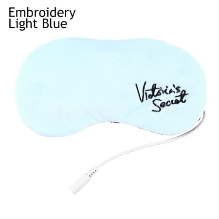 Portable USB Plush Beauty Eye Protection Eye Massage Tool Relax Heated Blindfold EMBROIDERED LIGHT BLUE