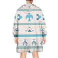 thumbnail image 2 of Wearable Oversized Blanket,Blue Ethnic Bird Pattern Wearable Blanket Hoodie for Adults,Cozy Hooded Blankets with Super Pockets,Super Warm Fuzzy Pullover for Women & Men, 2 of 6