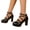 Black, variant on Womens Block High Heel Mary Jane Shoes Ladies Sweet Heels Strappy Sandals Closed Toe Floral Ankle Strap Dress Pumps Beige Size 7