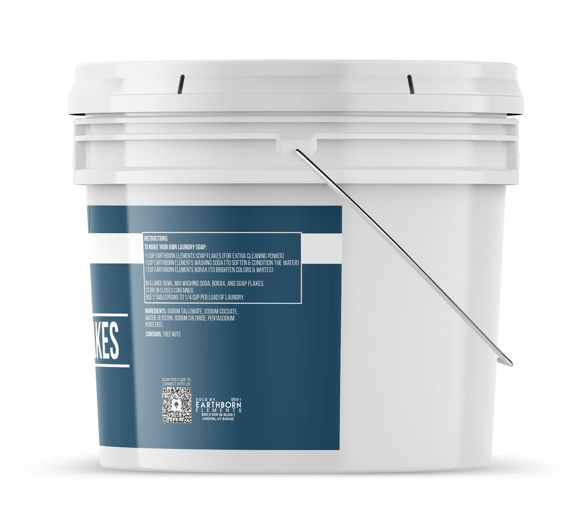 Earthborn Elements Soap Flakes, Homemade Laundry Detergent, Tallow-Based, Unscented 1 Gallon