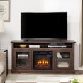 thumbnail image 5 of Greenpod Electric Fireplace TV Stand with 18″ Fireplace for TVs up to 65″ , TV Console Table Entertainment Center for Living Room, Brown, 5 of 11