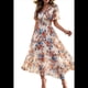thumbnail image 3 of Vestido Cruzado de Verano para Mujer, con Cuello en V, Floral, Corta, para Invitadas de Boda, Informal, para Fiesta Albaricoque S, 3 of 10