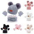 thumbnail image 3 of Conjunto de tres piezas de gorro, bufanda y guantes para niños de Europa y América, gorro de bebé con bola doble de colores cálidos para otoño e invierno, 3 of 3