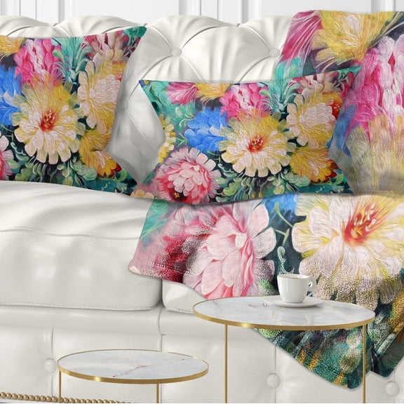 Designart Digital Flowers Art - Floral Throw Pillow - 12x20