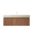 thumbnail image 4 of 48" Bathroom Vanity with Sink, Wall-Mounted Cabinet, Roma Travertine Countertop, Dark Brown | Durable plywood, ample storage, soft-close doors, easy installation, pre-assembled basin, 4 of 5