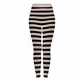 thumbnail image 2 of HWRETIE Women's Halloween Leggings Striped Printed Elastic Fitness Pants Casual Running Pants Stretchy Halloween Costume Bottoms Beige, 2 of 9