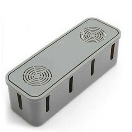 Cable Storage Container Plastic Cable Storage Box Cooling Holes Power Cord Socket Storage Box Safety Socket Outlet Board Container Home Decoration Color:Gray ()