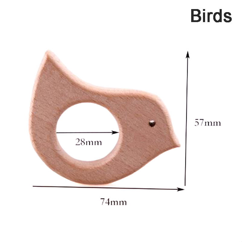 Natural Eco-friendly Wooden Cartoon Shape Baby Teether Teething Toy Shower Gifts 