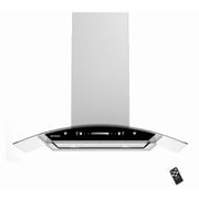 IKTCH 36 inch Island Mount Range Hood Stainless Steel & Curved Tempered Glass