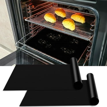 Topboutique Oven Liners for Bottom of Oven 2 Pcs Heavy Duty Oven Mats Nonstick Baking Mat Microwave Ovens Rack Liners Grill Mat to Protect Convection, Electric, Gas (Black, 16x24 Inch)