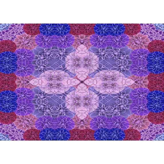 Ahgly Company Machine Washable Indoor Rectangle Transitional Purple Area Rugs, 7' x 9'