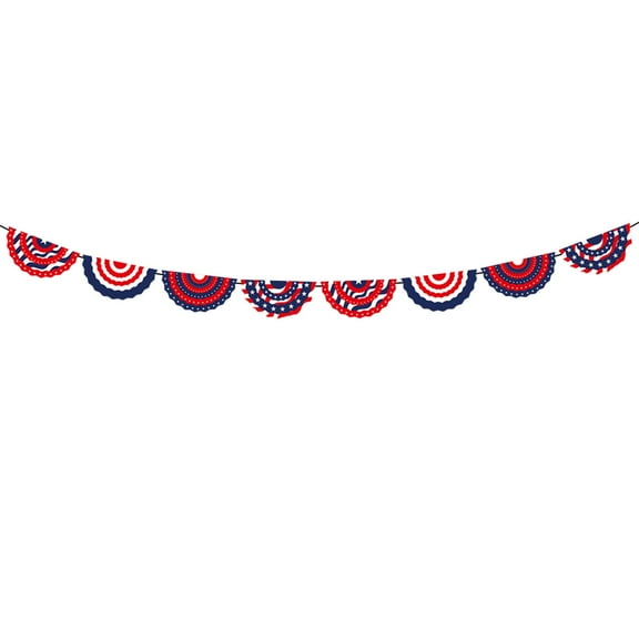 Red Blue White Banner Party Decorations, Fabric American Flag Bunting Garland Streamer, Patriotic 4th of July USA Independence National Day Graduation Birthday Wedding Outdoor Decor, 7 Pieces