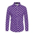 thumbnail image 5 of Unique Bargains Men's Long Sleeve Button Slim Polka Dots Shirt 42 Purple, 5 of 6