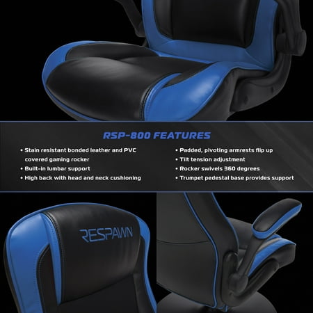 RESPAWN-800 Racing Style Gaming Rocker Chair, Rocking Gaming Chair, in