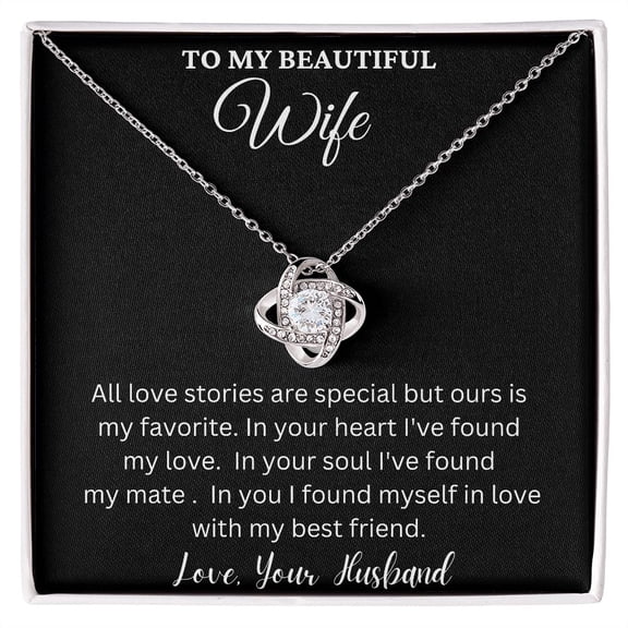 In Your Heart Necklace Wife Anniversary Birthday Present For Women, White Love Knot Necklace