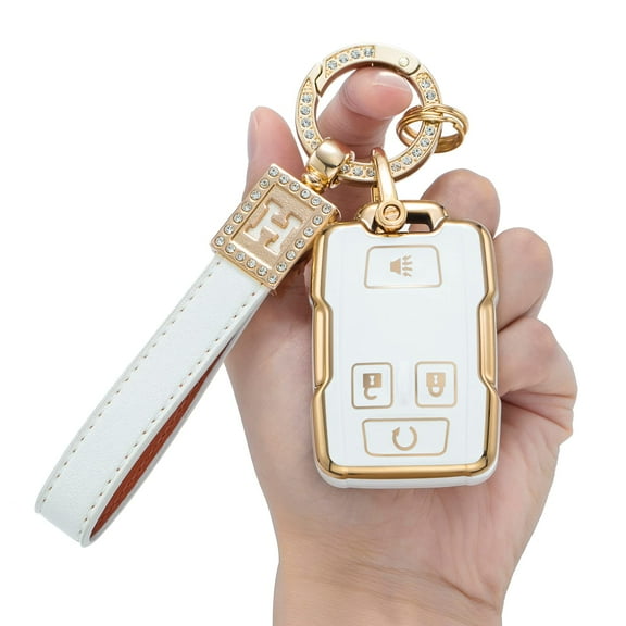 for Chevy Key Fob Cover with Keychain Soft TPU 360 Degree Protection Key Case for GMC Sierra 1500 Yukon Silverado Chevrolet Tahoe Suburban Colorado Canyon Smart Remote Key Shell Accessories